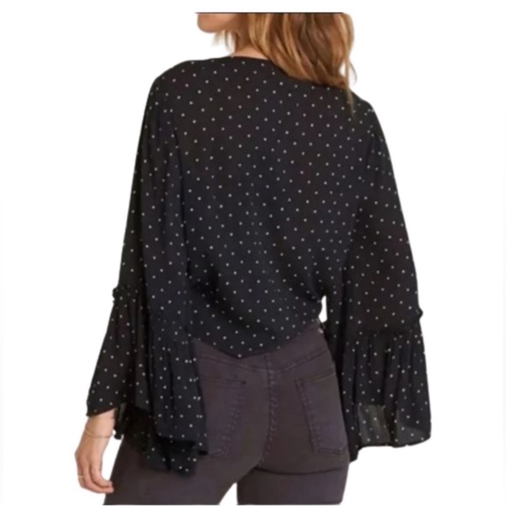 Billabong Black Polka Dot Tie-Front Crop Top - Picture 2 of 2